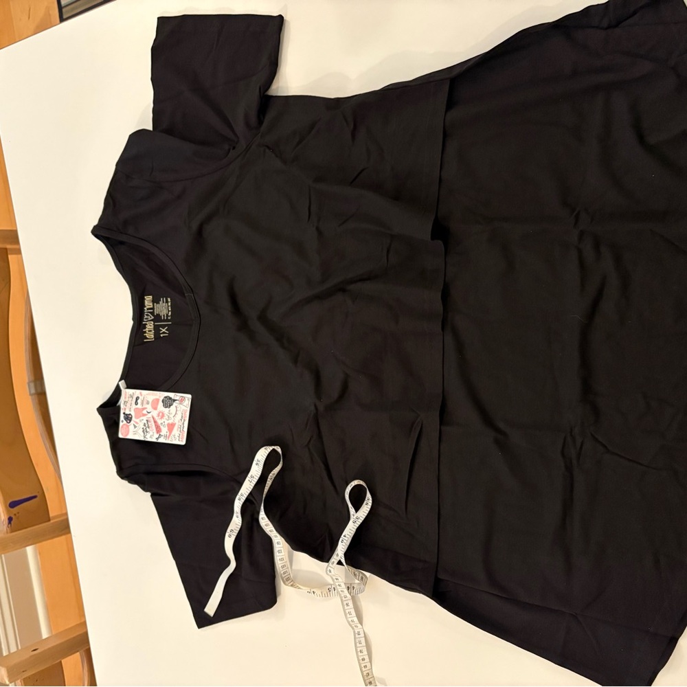 Latched Mama Short Sleeve Swing Top Breastfeeding Nursing Shirt Black Women’s 1X